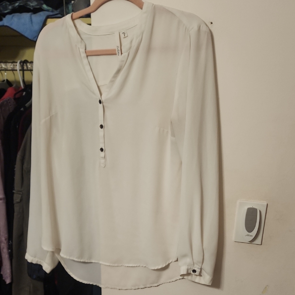 Bellatrix Off-White Long Sleeve Henley Blouse